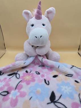 Little Beginnings Pink Unicorn Plush Lovey Security Blanket smoke free home